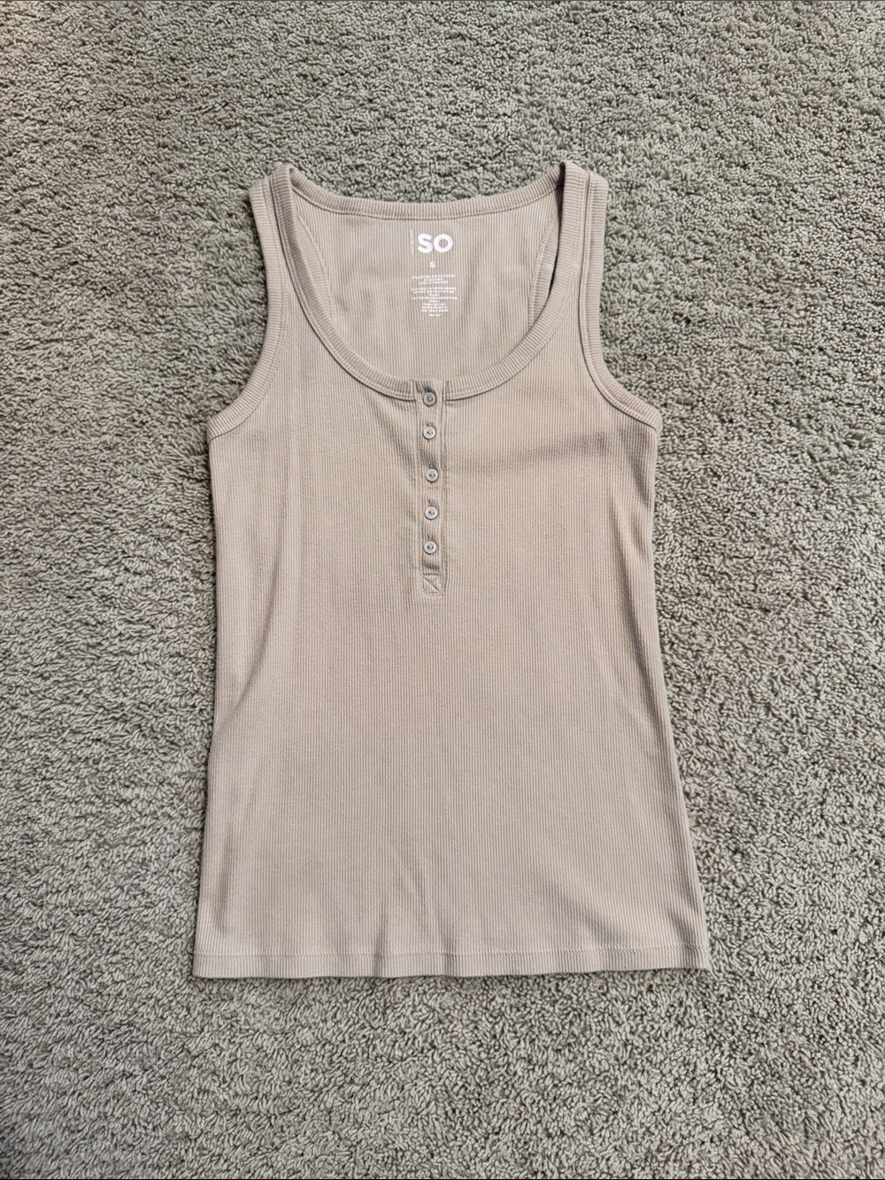 Cream Ribbed Henley Tank Top